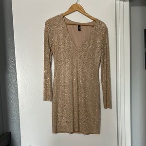 Windsor Tan V-Neck Bodycon Dress